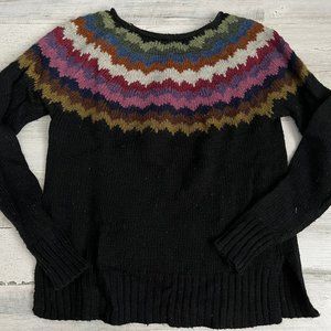 AMERICAN EAGLE OUTFITTERS Ahh-Mazingly Soft Black Rainbow FairIsle Sweater Small